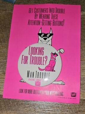 Vintage 1992 Man Trouble Movie Promotional Pinback Button
